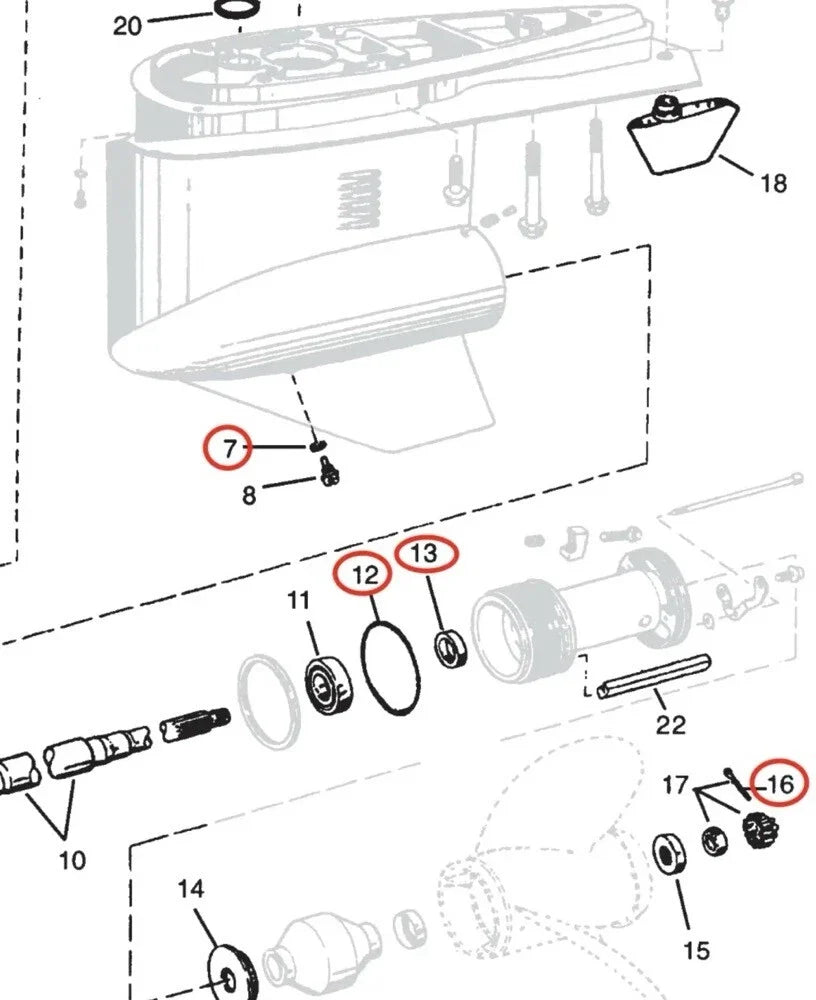 OMC Cobra Volvo Penta SX Propshaft Oil Seal Kit 3858303 3863090