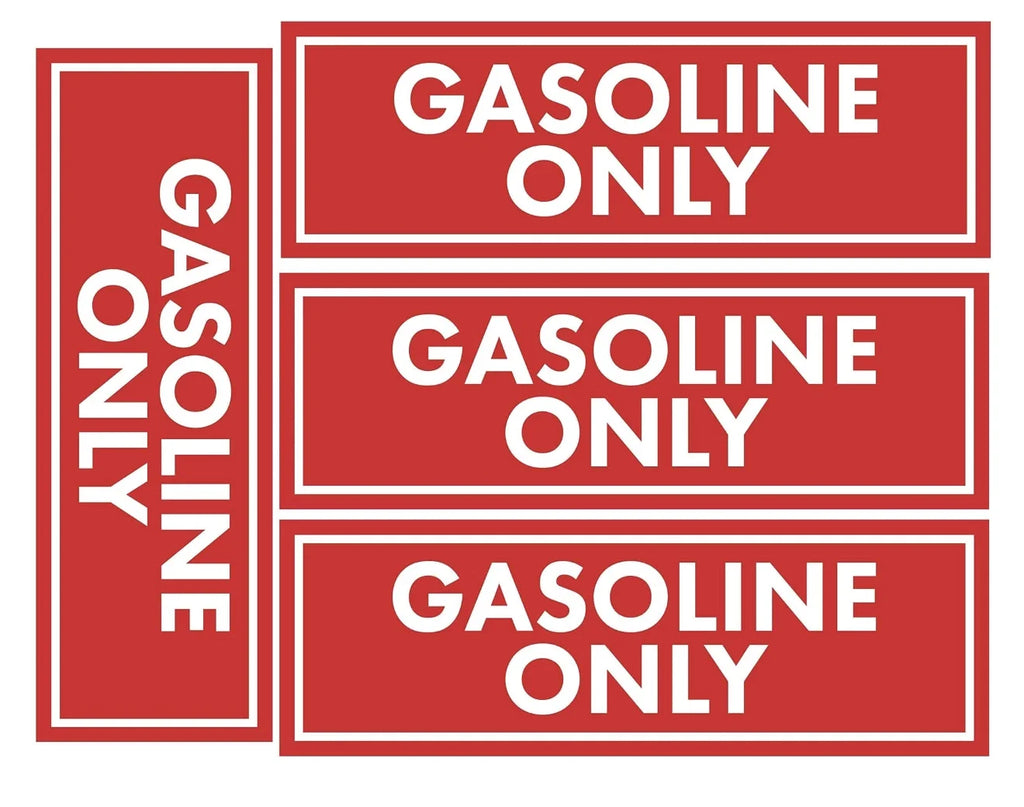 Set of 4 Gasoline Only Fuel Caution Warning Decals for Universal Use