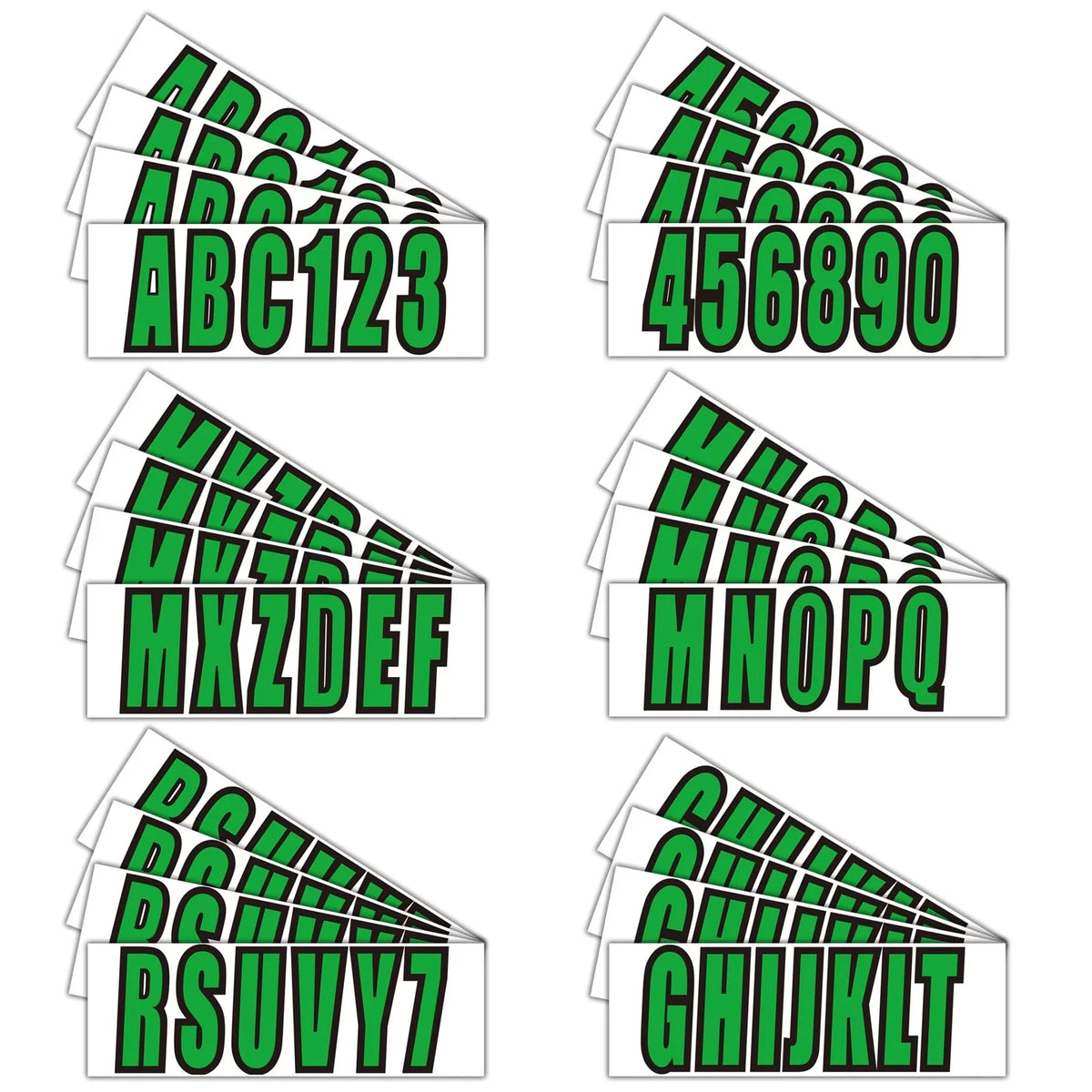 Set of 4 Green Boat Registration Decals A-Z & 0-9