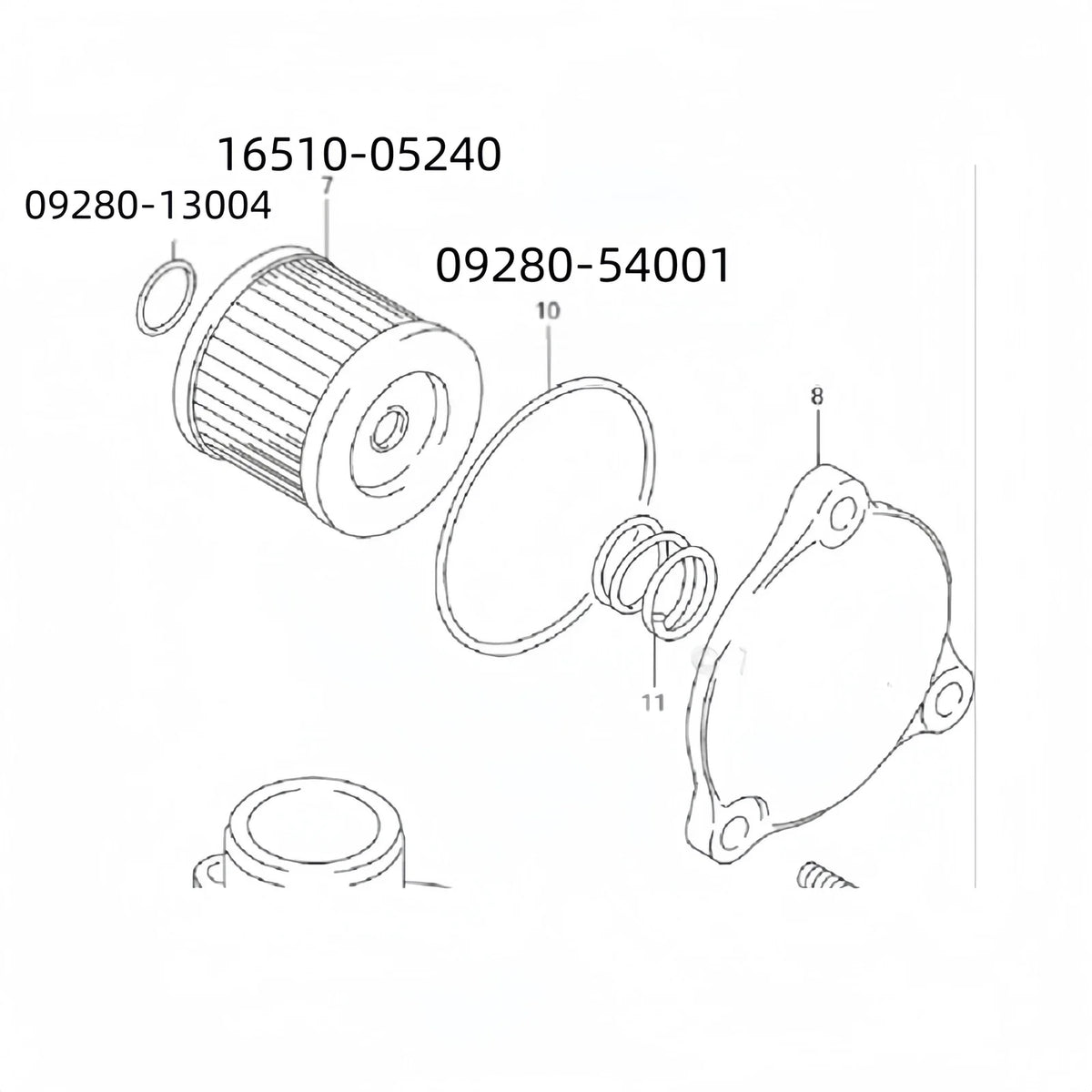 Oil Filters with O-ring for Suzuki DF 9.9 15 (16510-05240, 09280-13004, 09280-54001)