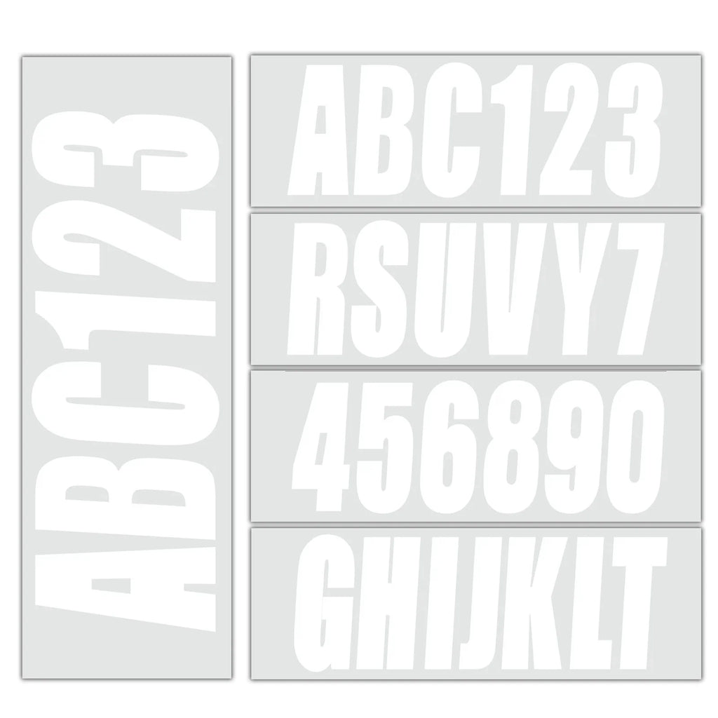 Set of 4 White PWC ID Numbers Decals Registration Stickers (0-9, A-Z)