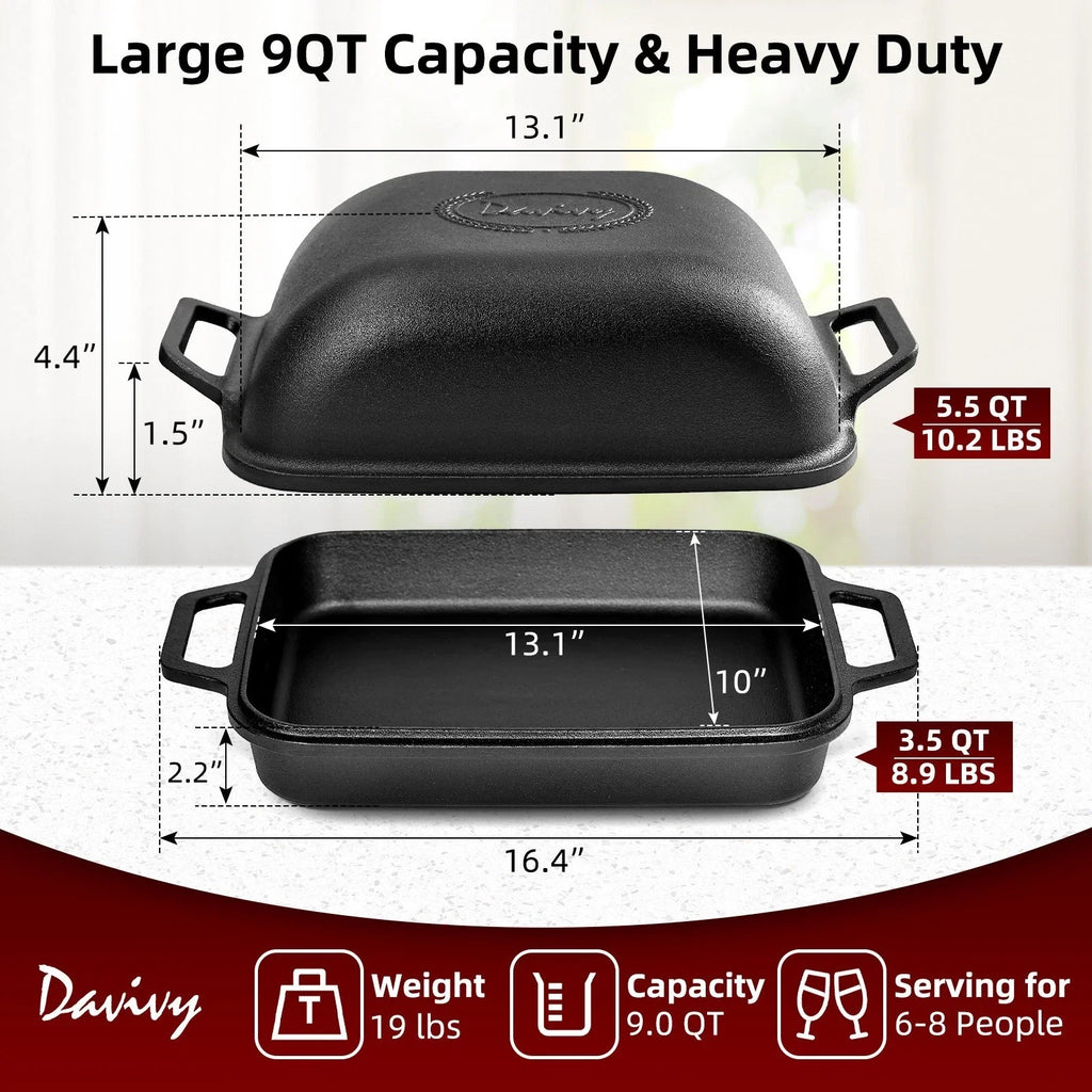 9 Quart Non-stick Cast Iron Dutch Oven for Sourdough Bread (2023)