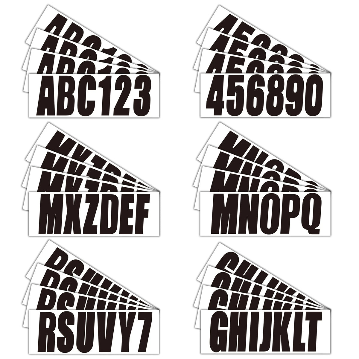 Black Decals Sticker for Boat Letters & Numbers Registration 4 Sets of A-Z & 0-9