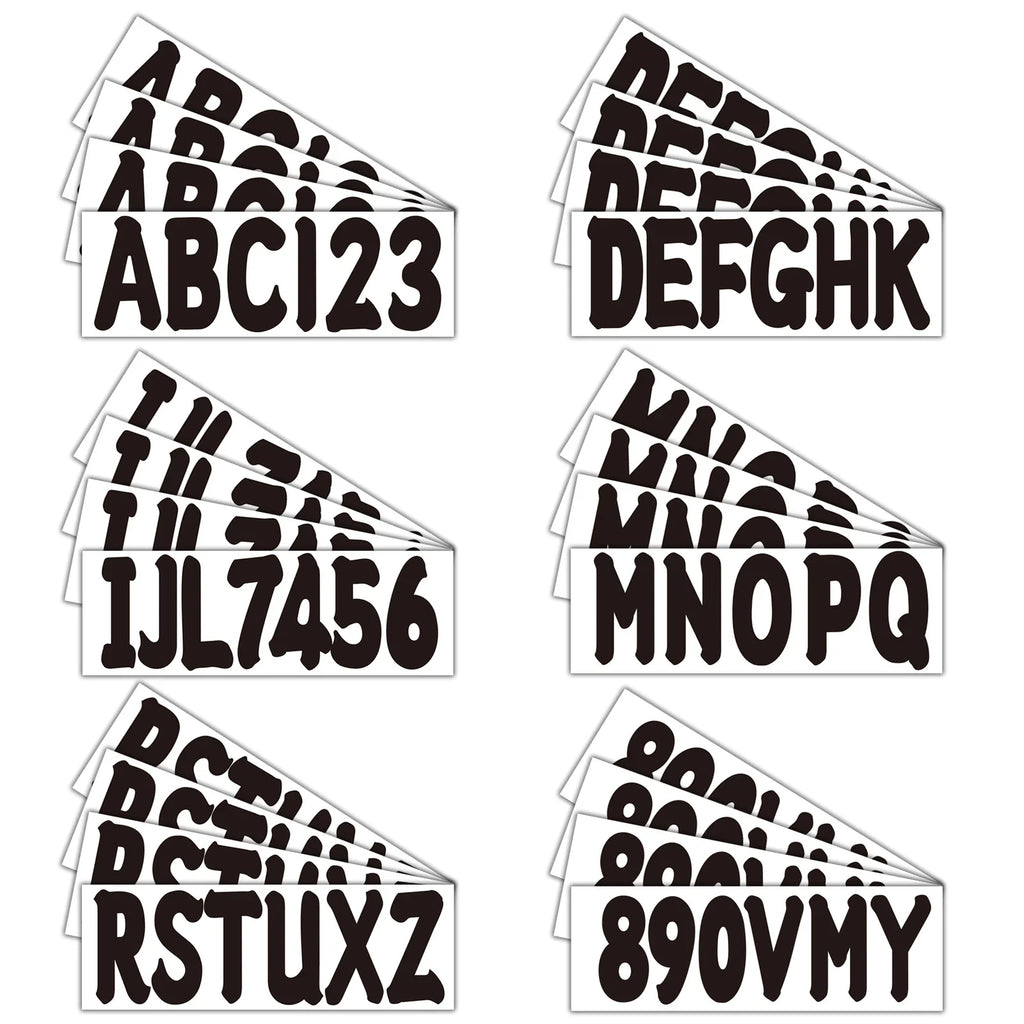 Set of 4 Boat Registration Decals A-Z & 0-9 Black