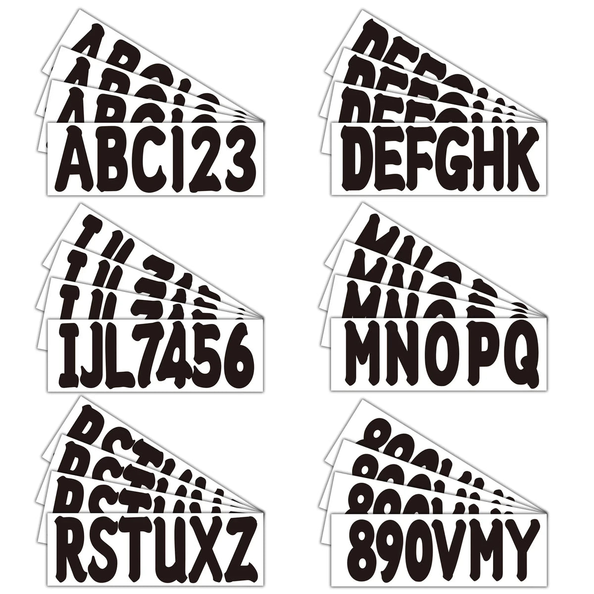 Set of 4 Boat Registration Decals A-Z & 0-9 Black