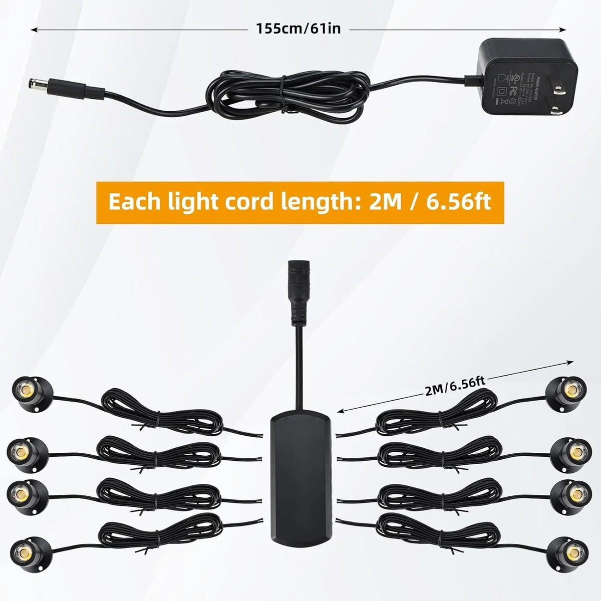 Set of 4 Dimmable LED Mini Spotlights for Display Cabinet (Warm/Cold White)