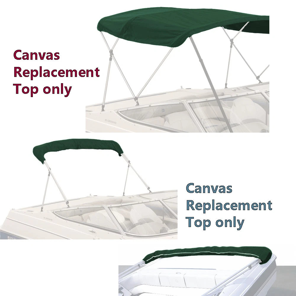 BIMINI TOP BOAT COVER CANVAS FABRIC GREEN with BOOT FITS 3 BOW 72"L 46"H 61"-66"W