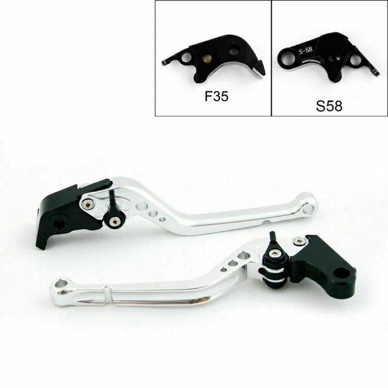 Long Brake Clutch Levers for Suzuki GSXR600 GSXR750 GSXR1000 (2005–2010) Silver