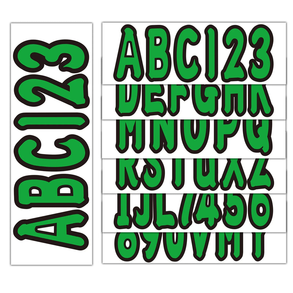 Set of 4 Personalized Boat Registration Decals A-Z & 0-9 Green