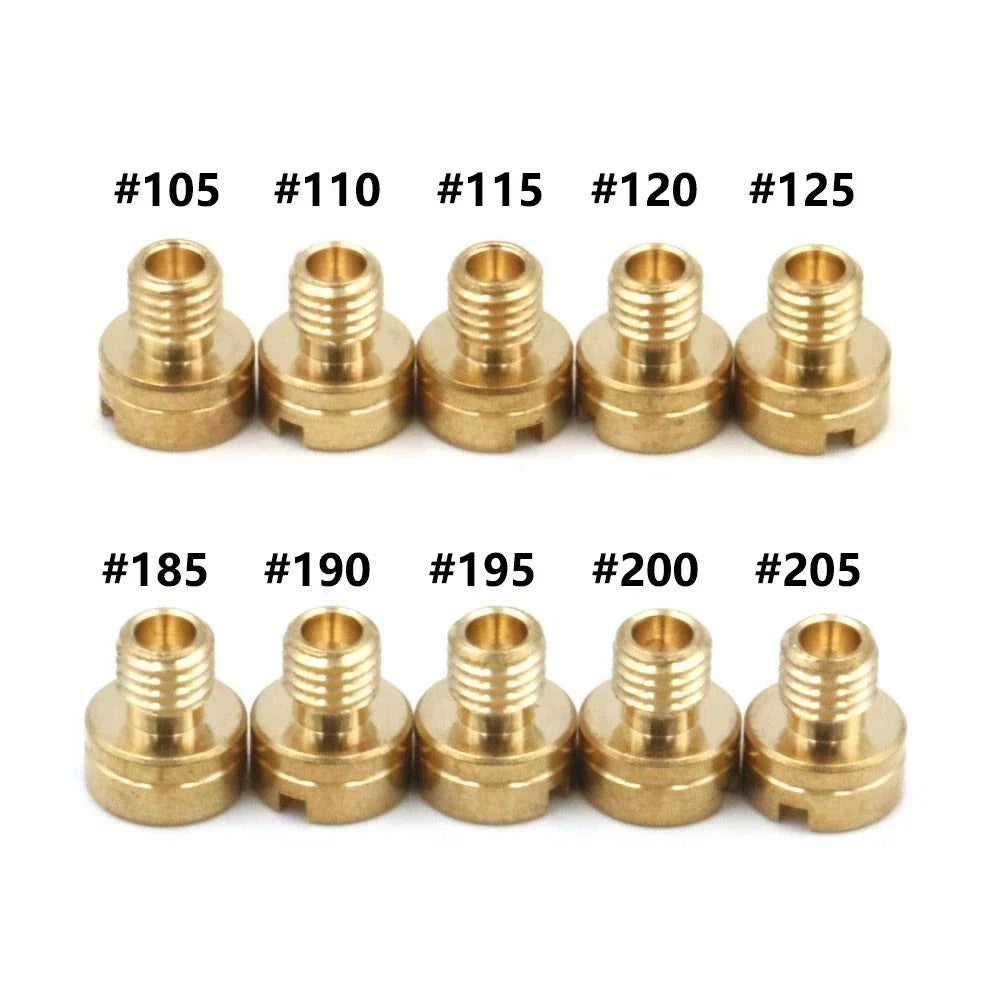 10pcs Carb Main Jet for Mikuni N100/604 (#105, #110, #115, #120, #125, #185, #190, #195, #200, #205)