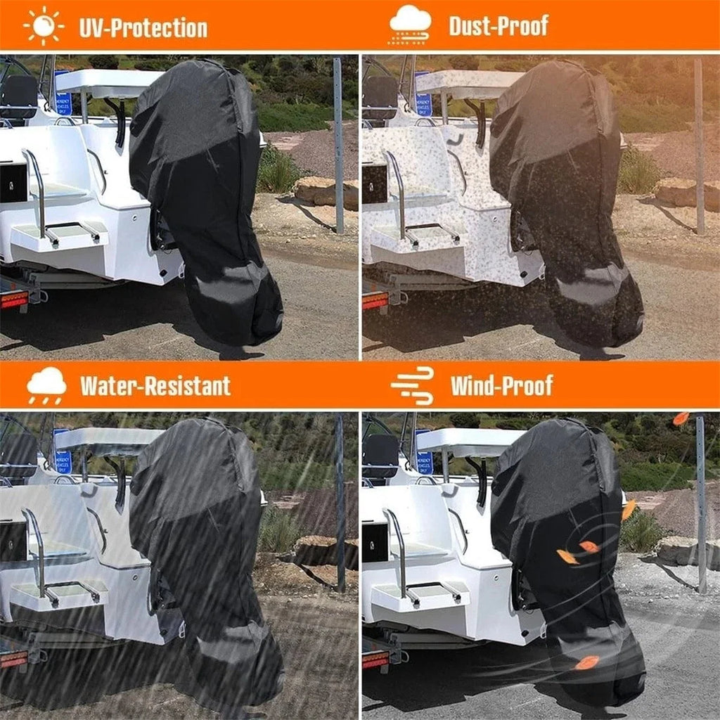 Boat Motor Cover for Outboard Engine (6-20 HP) Waterproof Black