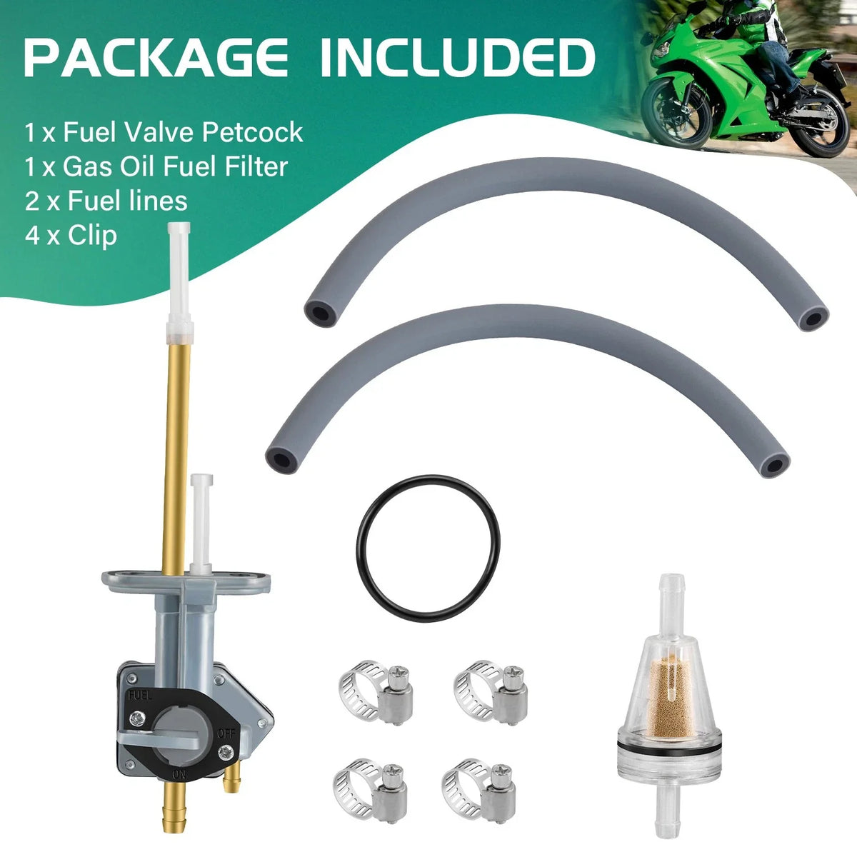 Petcock Fuel Valve with Filter for Kawasaki Ninja 250R EX250F (1988–2007)