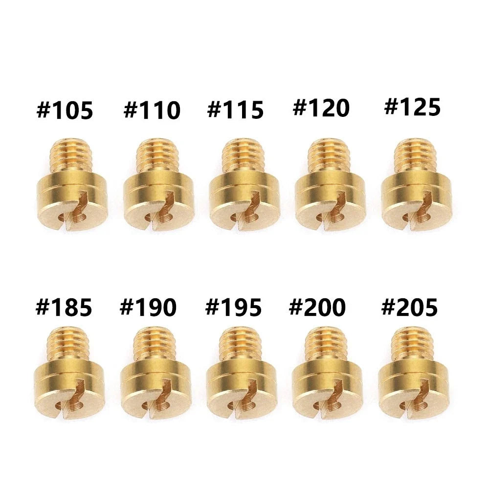 10pcs Carb Main Jet for Mikuni N100/604 (#105, #110, #115, #120, #125, #185, #190, #195, #200, #205)