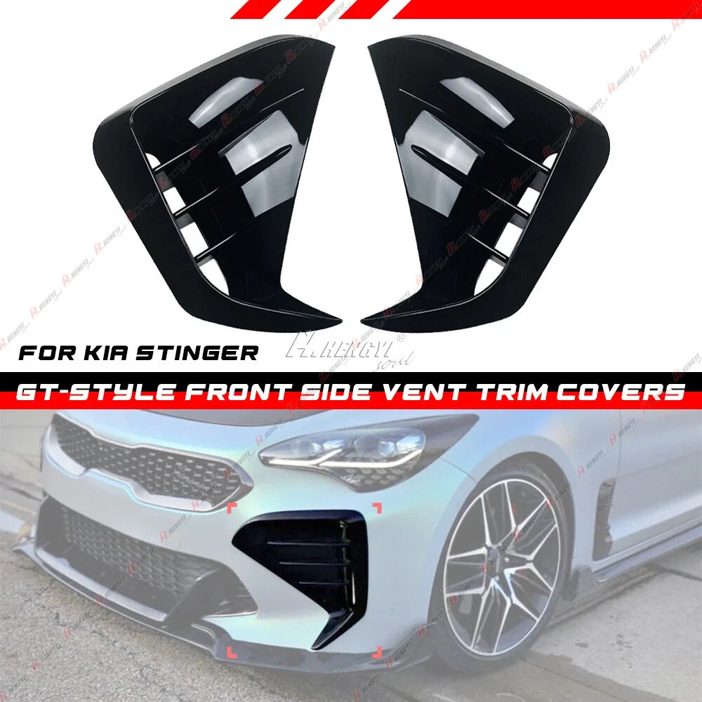 Front Bumper Vent Grill Blade Trim Cover Gloss Black for KIA Stinger GT (2017–2023)