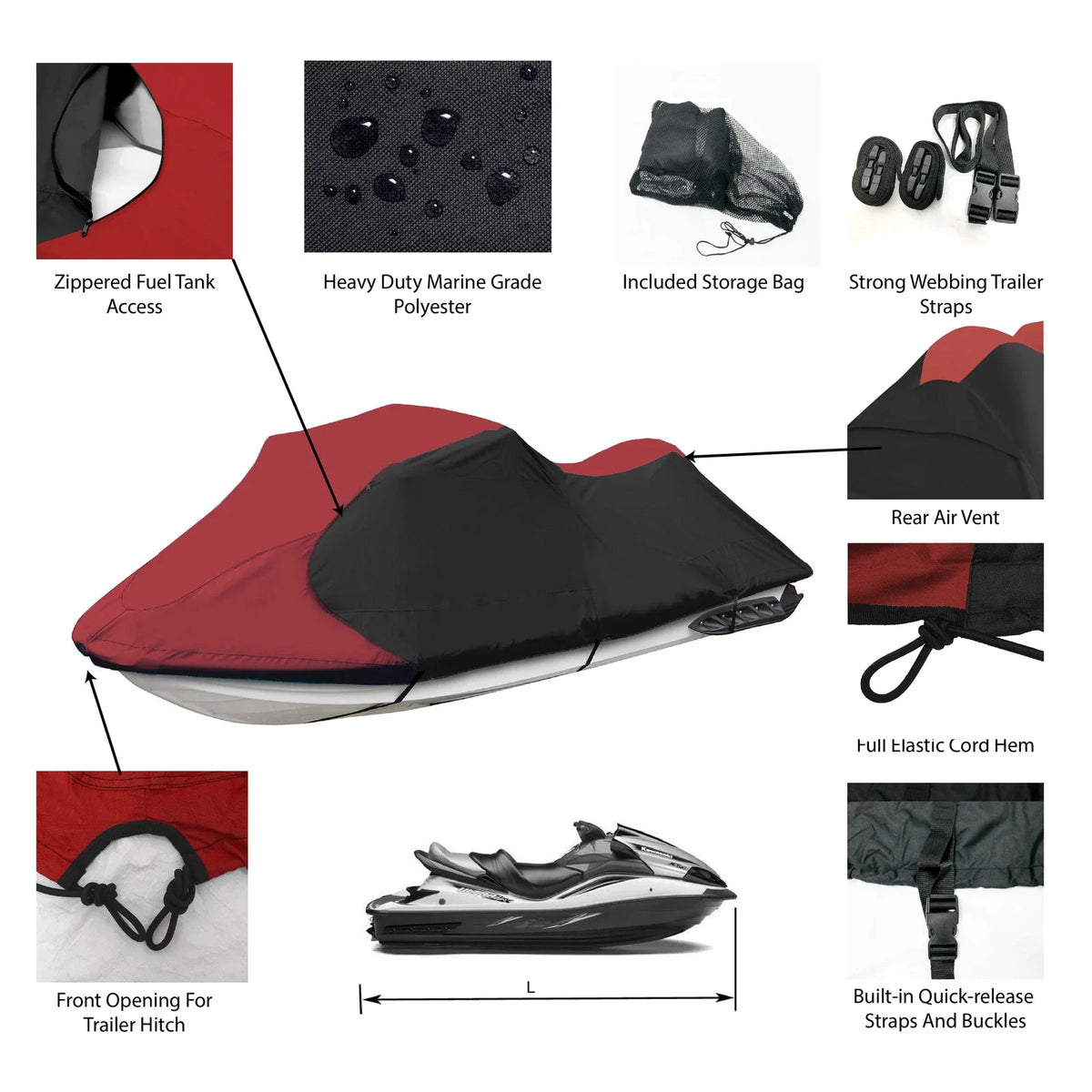 Trailerable JetSki PWC Cover for TigerShark Montego/Daytona (1992–1996)