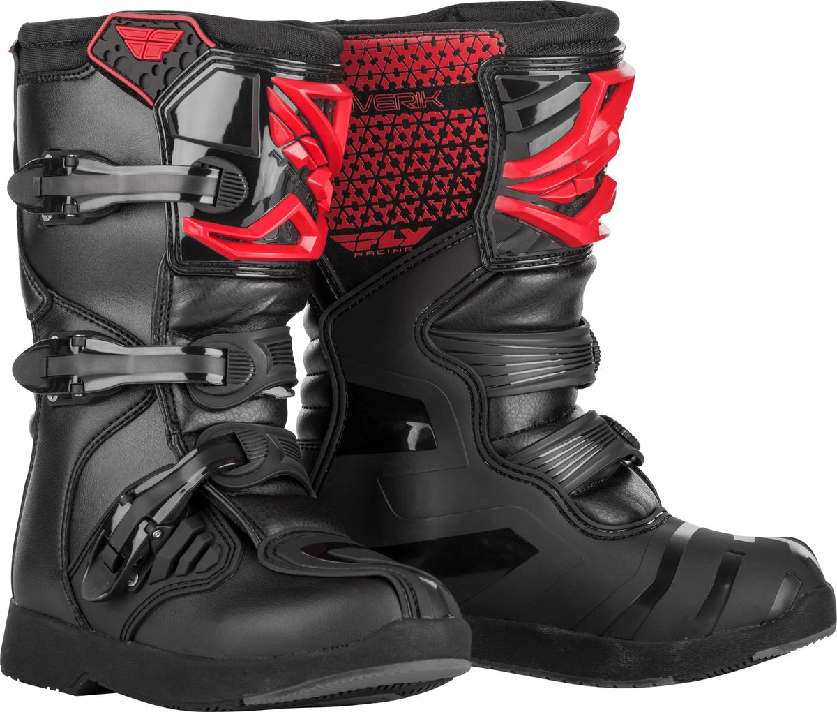 Fly Racing Youth Maverik Offroad Boots Red/Black US 6 - Durable Motorcycle