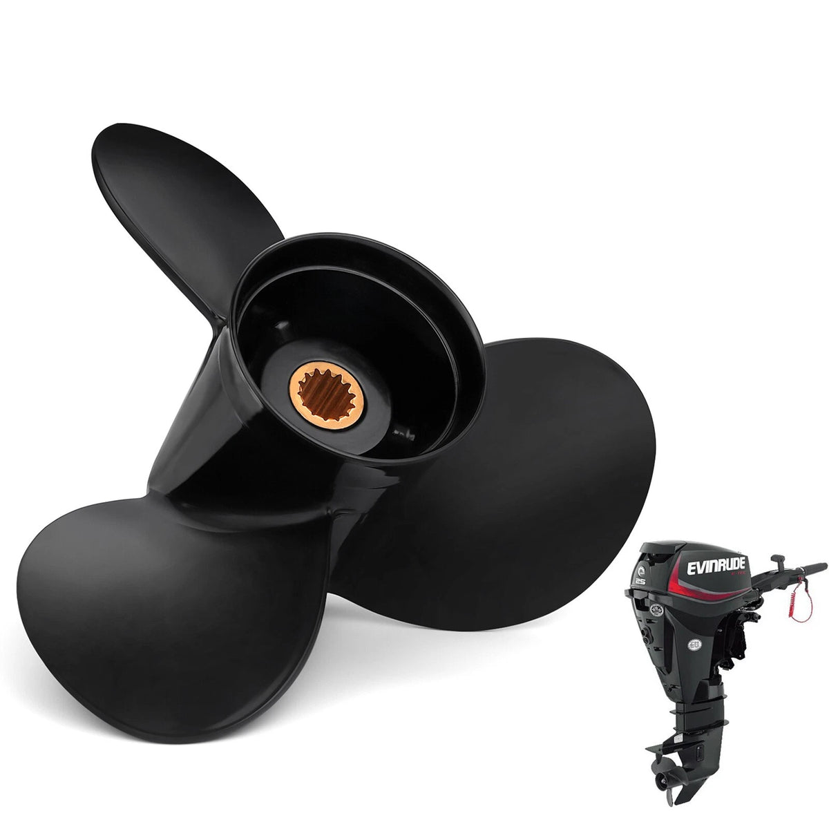 10.3 X 12 - 765050 Boat Prop Propeller Fit Evinrude 15-35 HP, 14 Spline Tooth,RH