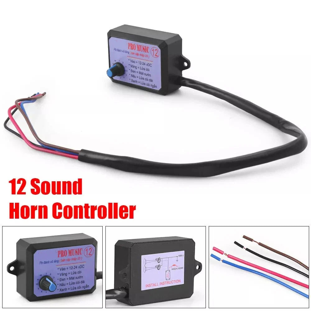 12V-24V 12 Sound Musical Horn Controller for Motorcycle Car Truck Boat