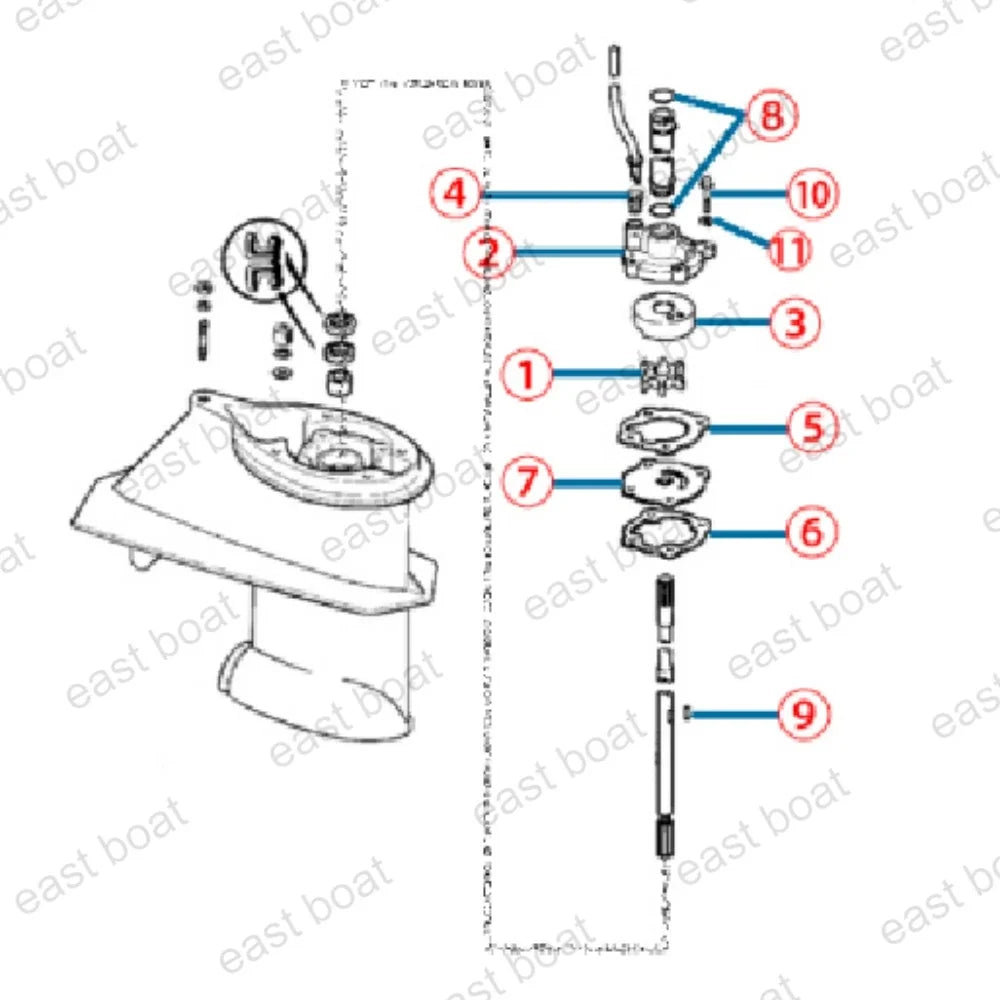 Water Pump Repair Kit for OMC Johnson/Evinrude 14-55 HP Outboard (395270)