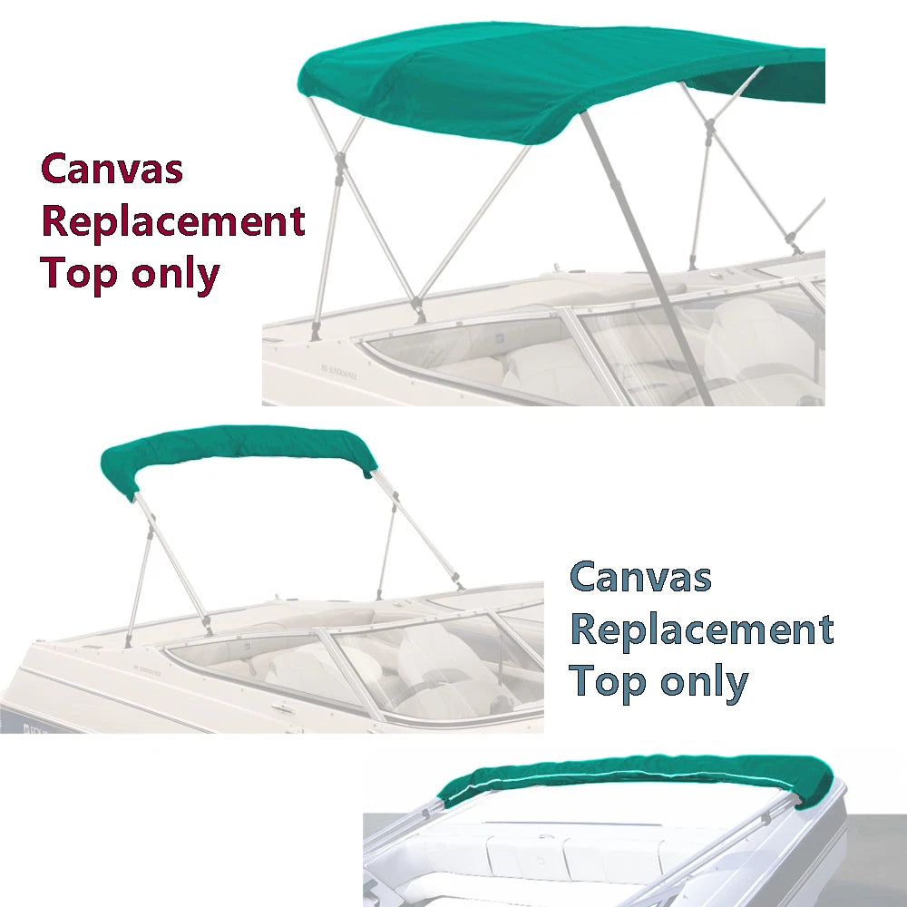 BIMINI TOP BOAT COVER CANVAS FABRIC TEAL with BOOT FITS 3 BOW 72"L 36"H 67"-72"W