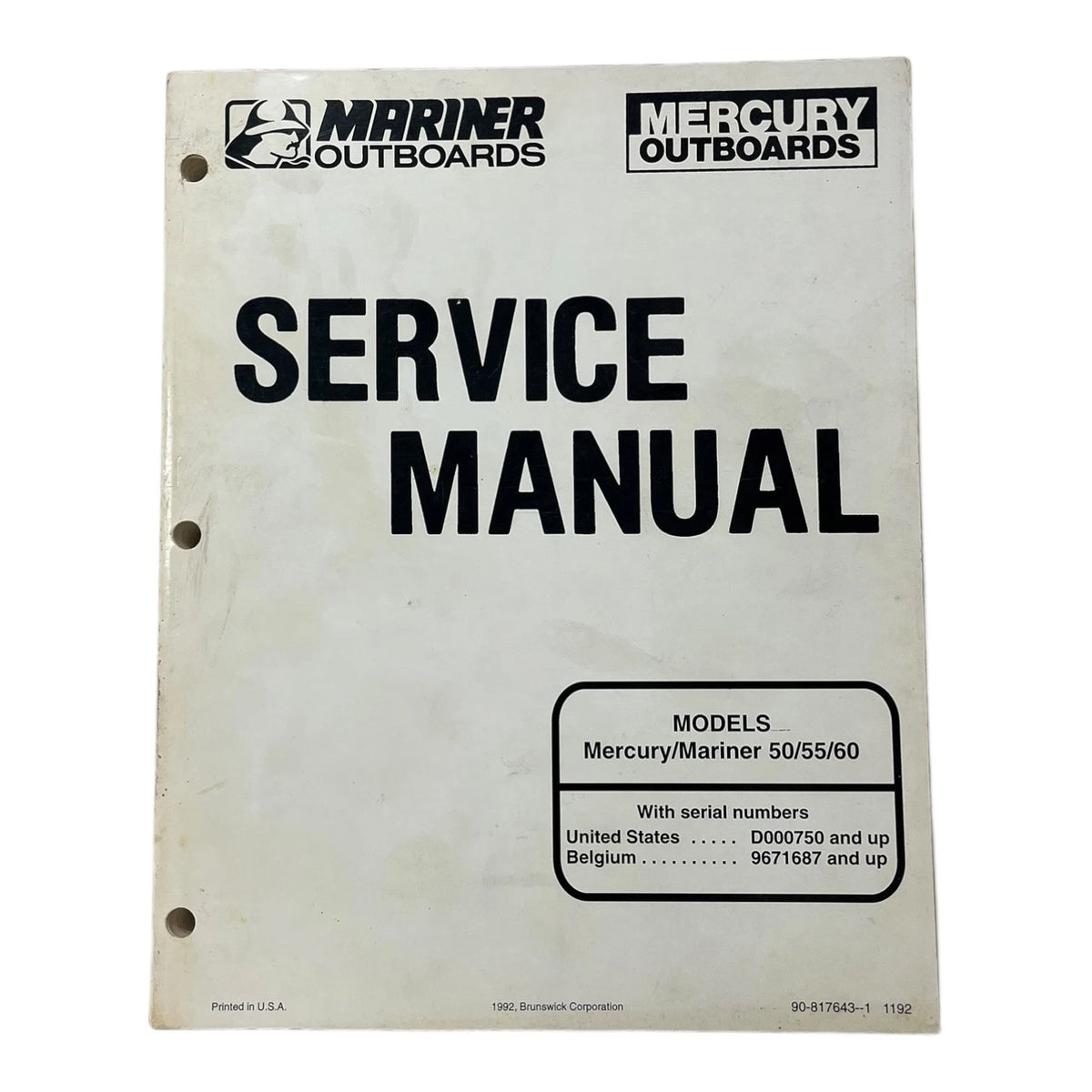 Mercury-Marine R Outboards 90-817643 - 1 1192, Service Manual Models 50-60