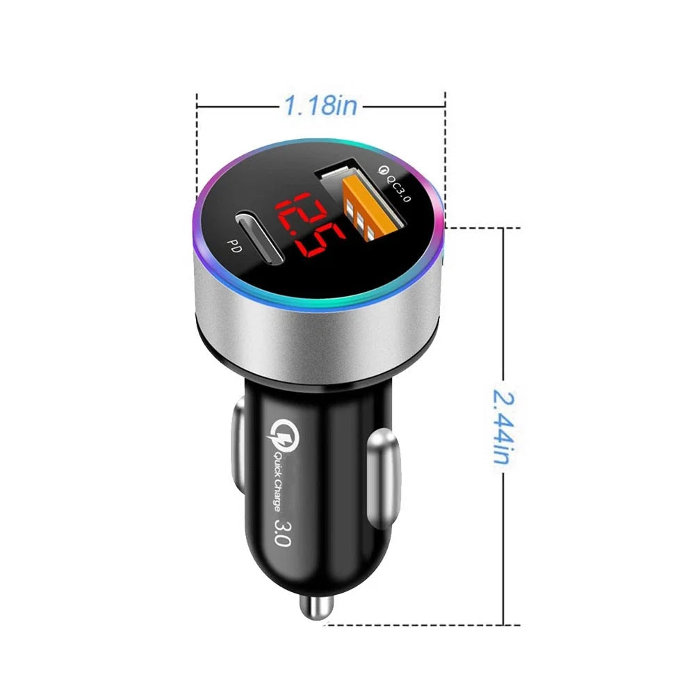 USB C Car Charger Dual Port for Universal Vehicles (Fast Charging)