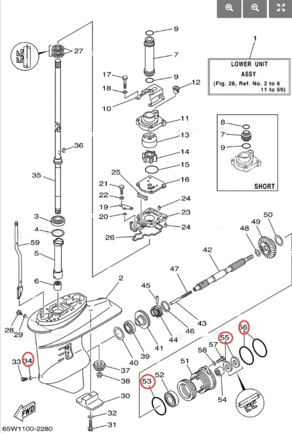 Lower Gearcase Unit Seal Kit 2X 93101-20M07 93210-65M50 for Yamaha 25/30HP (1990–2023)