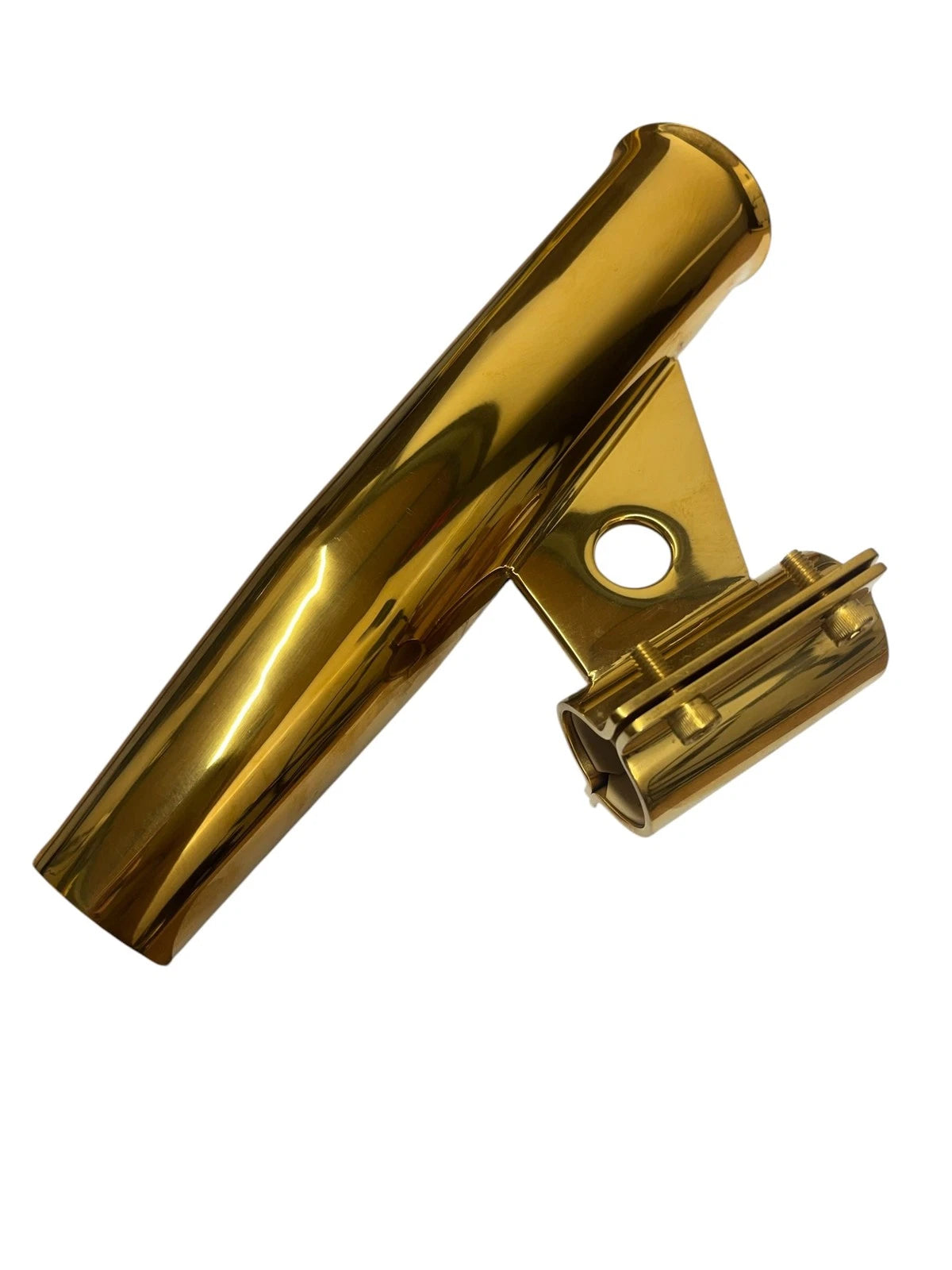 West Marine Gold Stainless Steel Rod Holder, 1 1/4 in OD Pipe Fixed Angled Mount