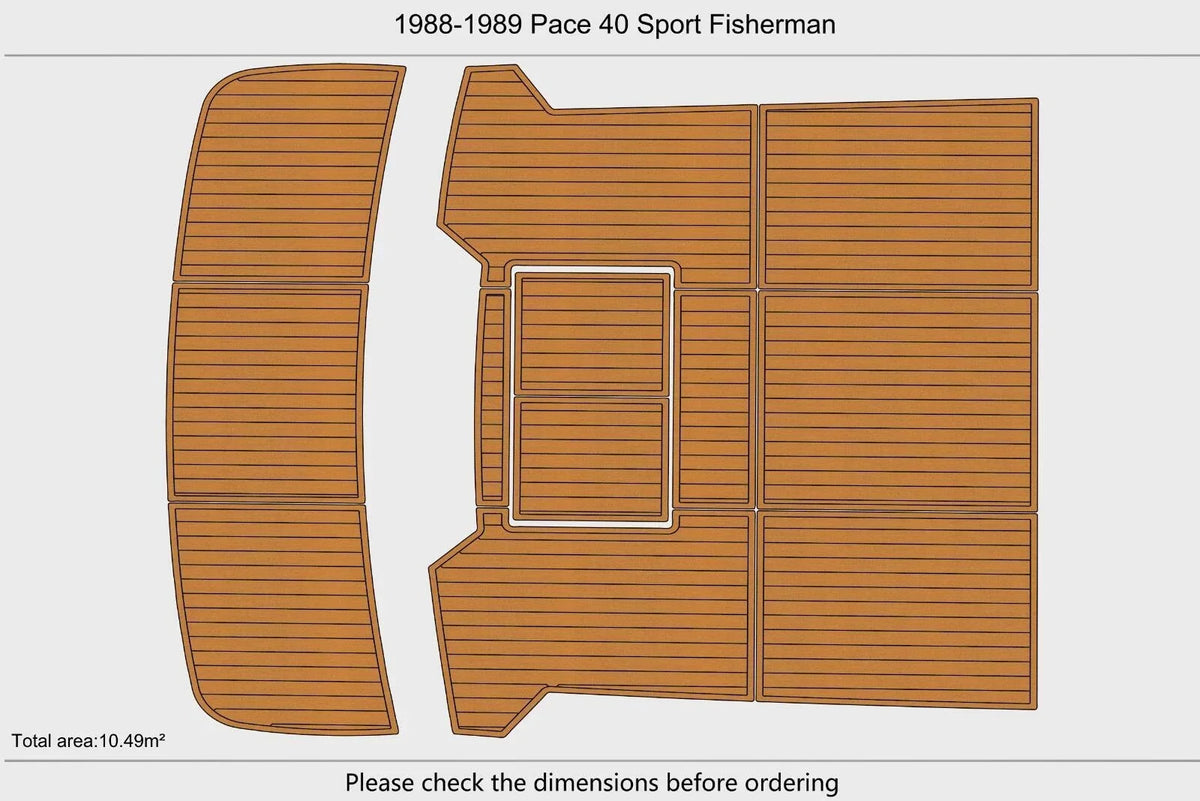 EVA Pads for Pace 40 Sport Fisherman (1988) - Cockpit Swim Platform Teak Deck