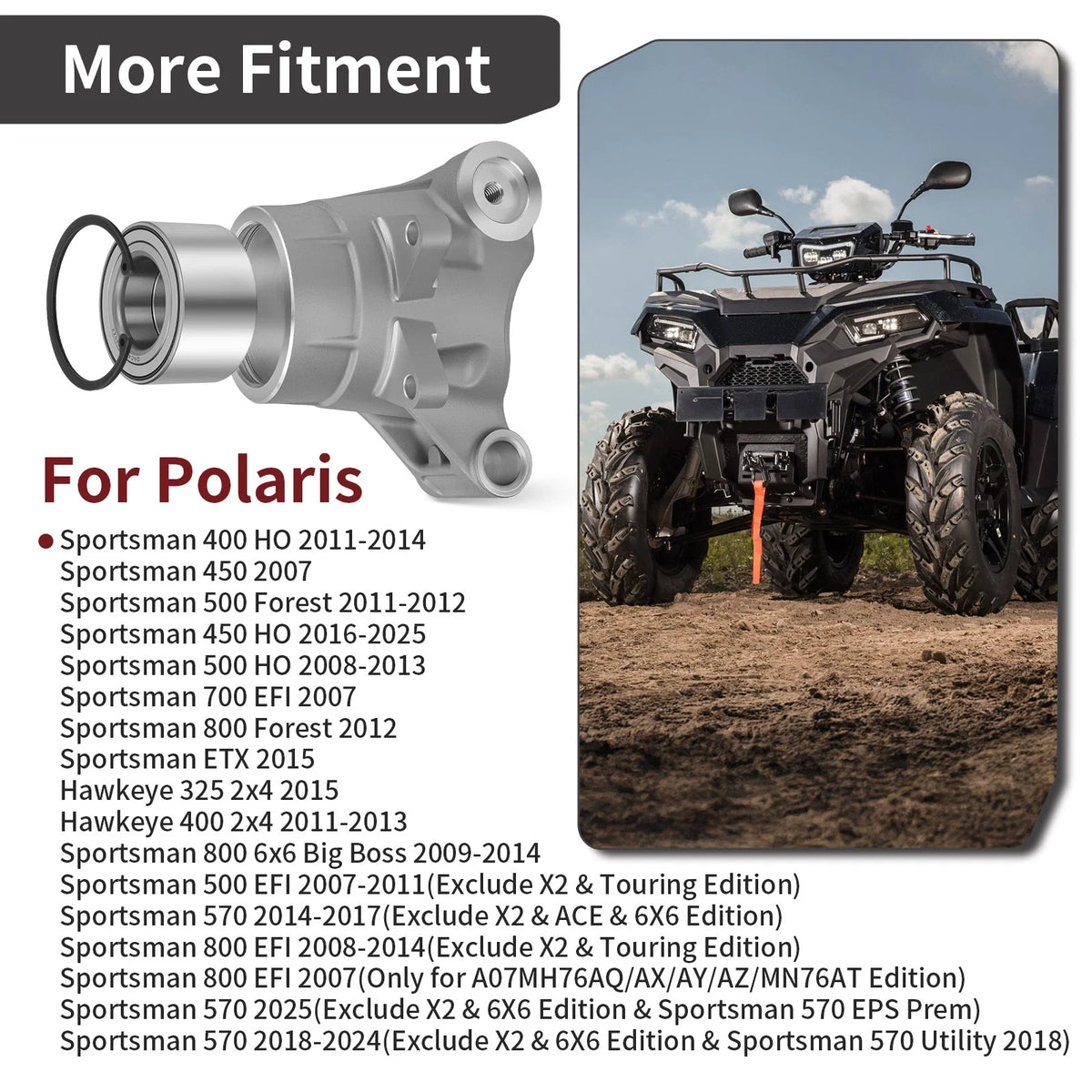 2X Rear Wheel Bearing Carrier 5135563 for Polaris Sportsman 500 HO (2008–2013)