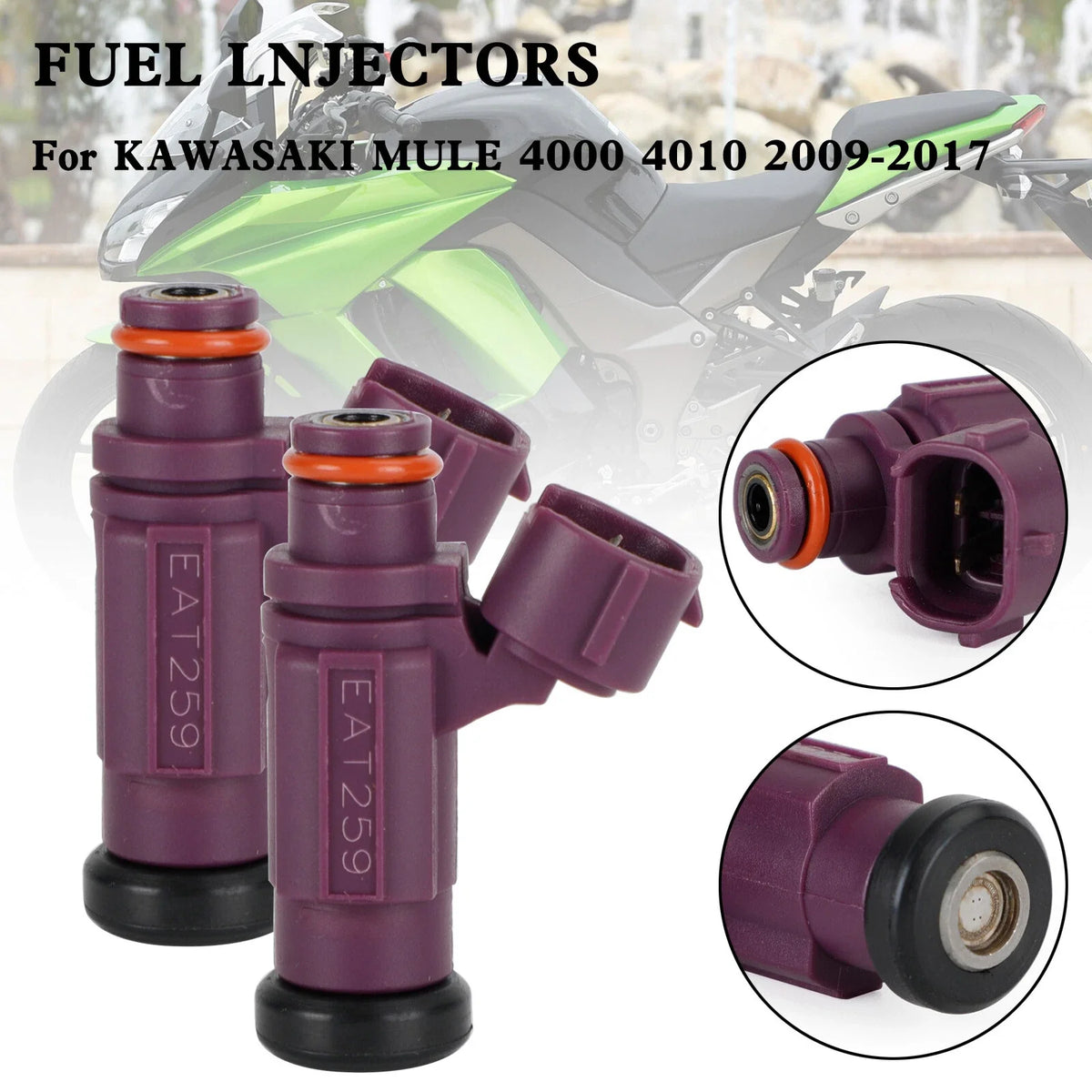 2X Fuel Injector EAT259 49033-2060 for Kawasaki Mule 4000/4010 (2009–2017)