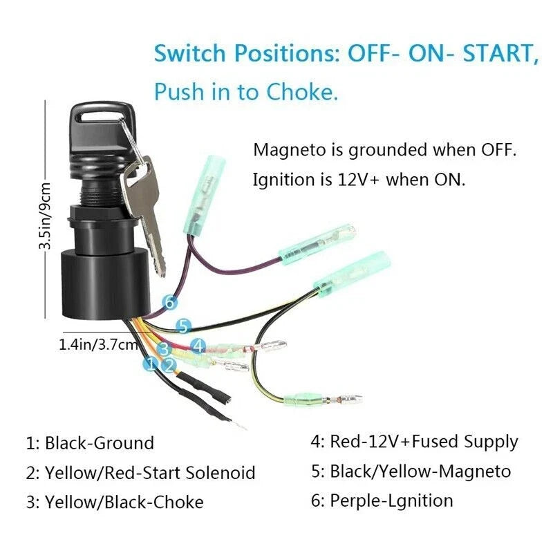 Ignition Key Switch for Mercury Outboard (87-17009A5, 17009A2)