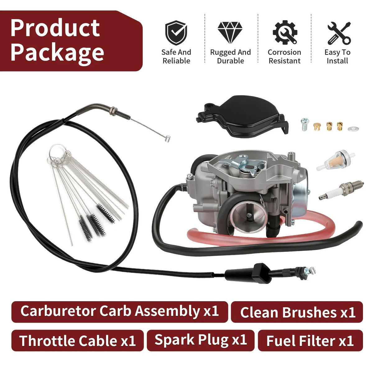 Carburetor Throttle Cable Fuel Filter for Arctic Cat 250 2x4 4x4 (2002–2005)
