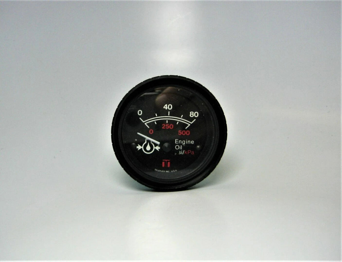 TeleFlex 53214 Marine 2-3/8" Black Face & Bezel 0-80 PSI Oil Pressure G