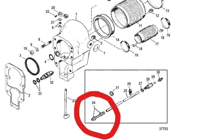 Speedometer Coupling Connector Kit 815956A1 for MerCruiser Alpha One (Gen 2)