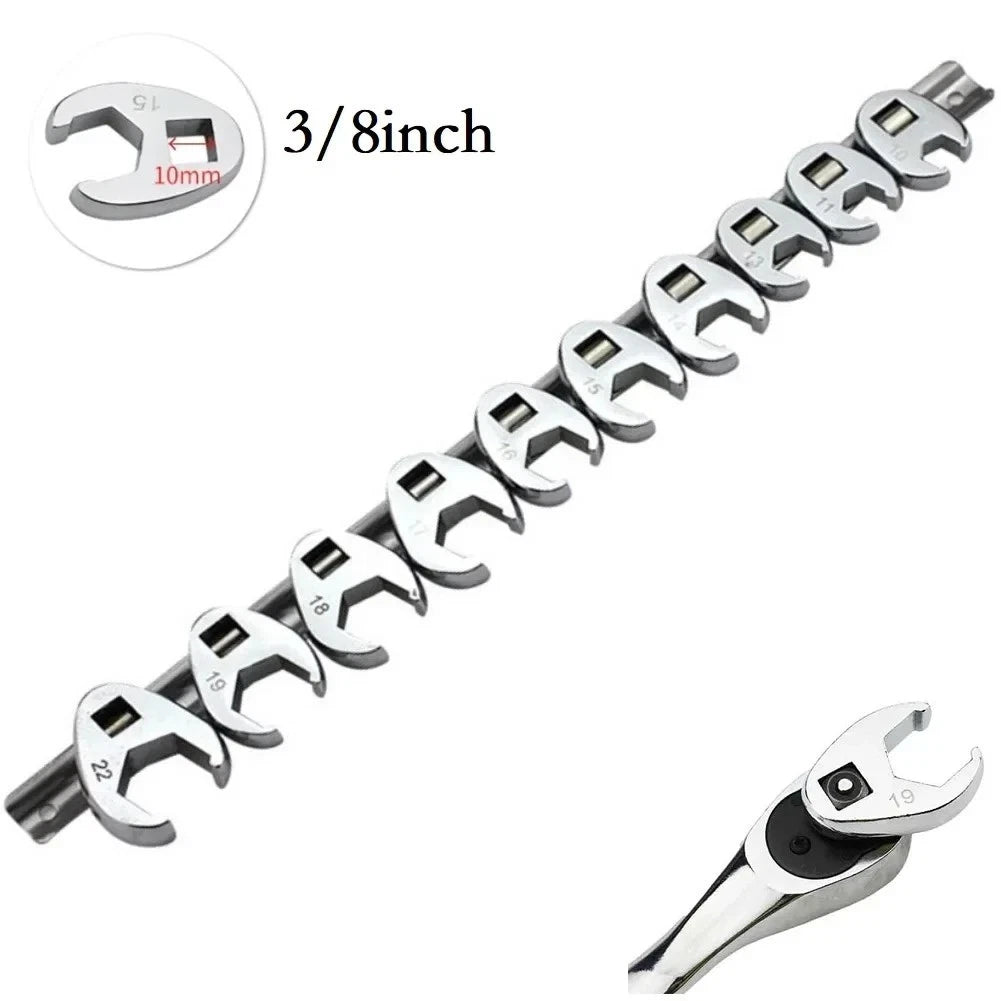 10 Pcs 3/8 Inch Drive for Nut Wrench Set Chrome Plated SAE 3/8 to 1 Inch
