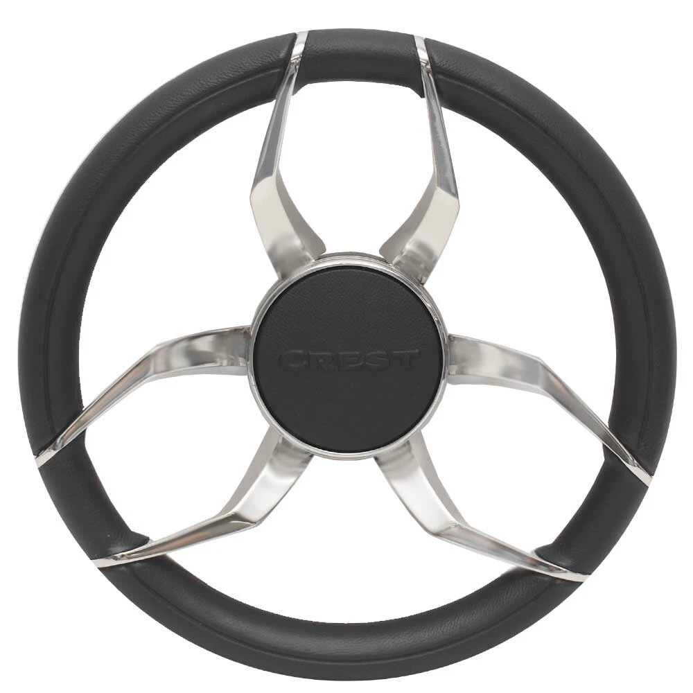Crest Pontoon Boat Steering Wheel SYNT18 - Gussi Ettore 13 3/4 Inch SS