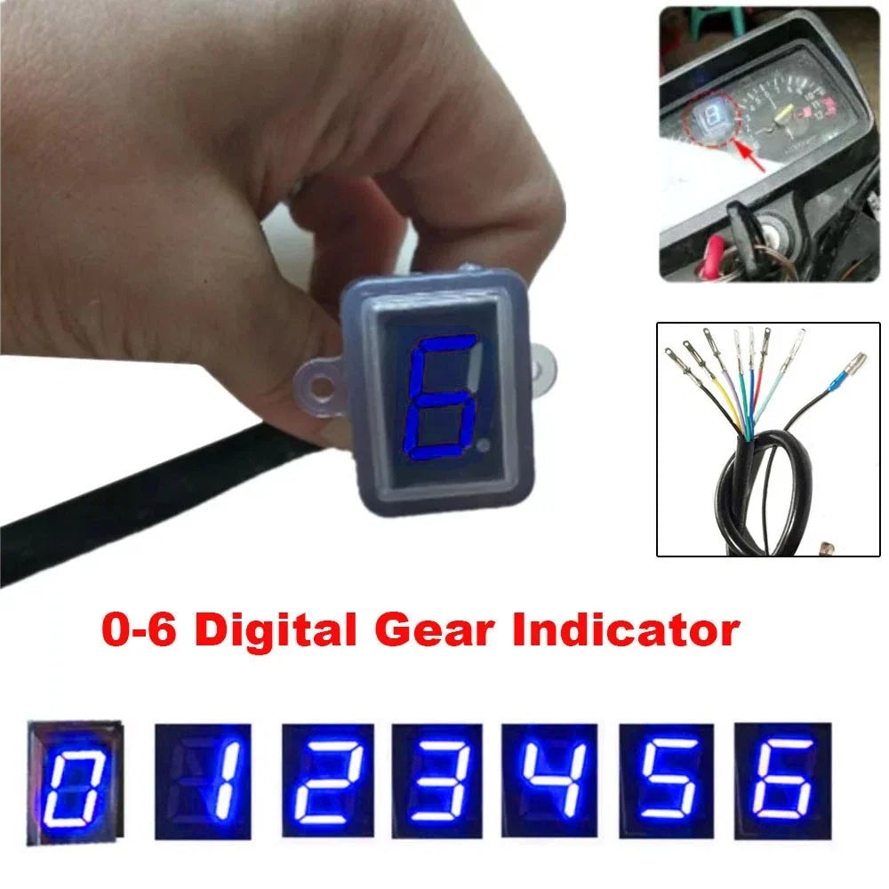Blue LED Digital Gear Indicator Light for Motorcycle (0-6 Shift)
