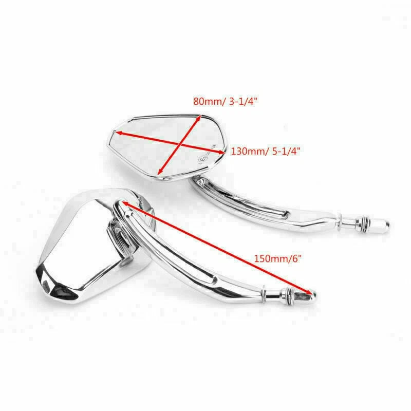 Chrome Classic Long Stem Motorcycle Mirrors for Cruiser Dyna (T9)