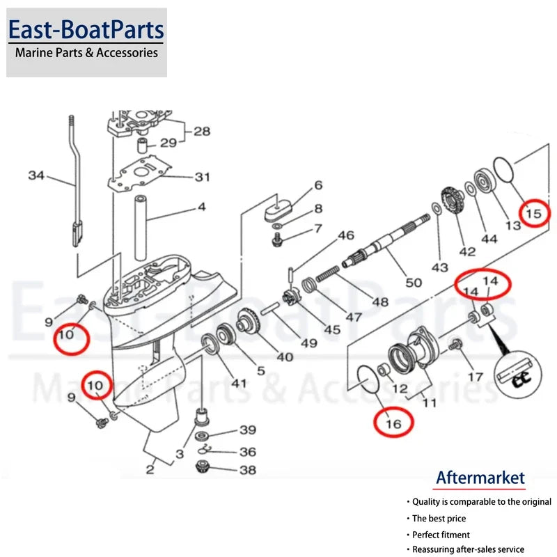 Gearcase Propeller Shaft Repair Seal Kit for Yamaha Outboard (93210-49046)