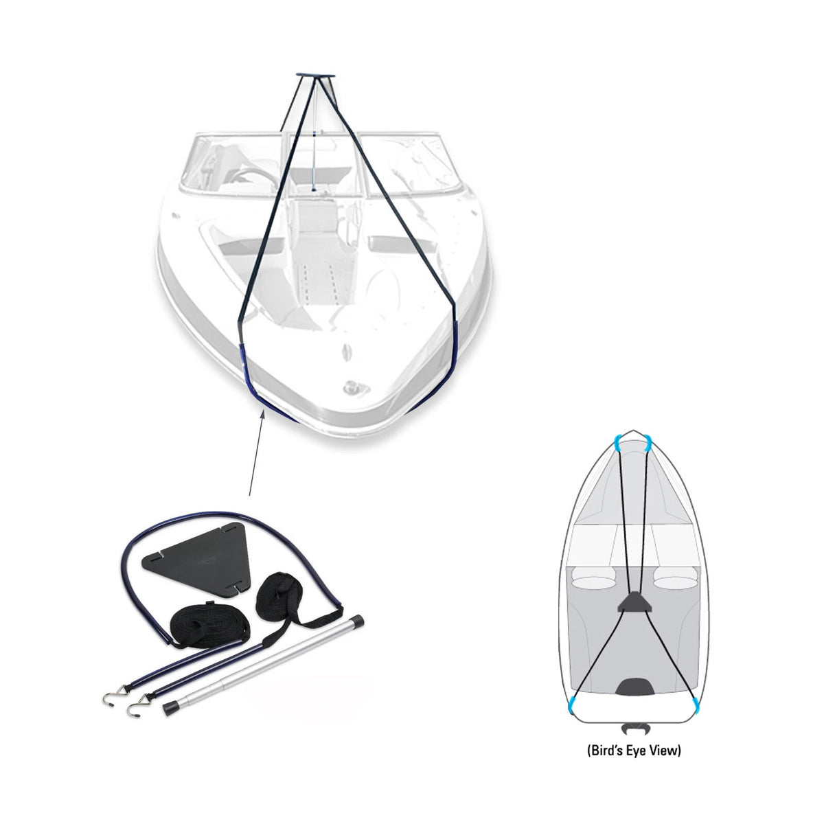 Boat Cover Support System Stand Kit with Adjustable Telescopic Pole and Straps