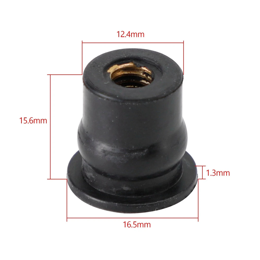 Set of 100 M6 Rubber Well Nuts for Fairing & Screen Fixing