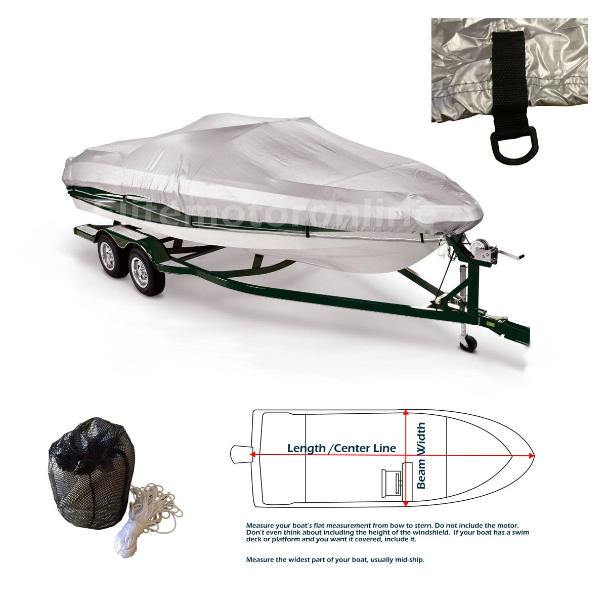 14'- 16' Aluminum Bass Fishing Ski Storage Mooring Boat Cover Marine Grade 600D