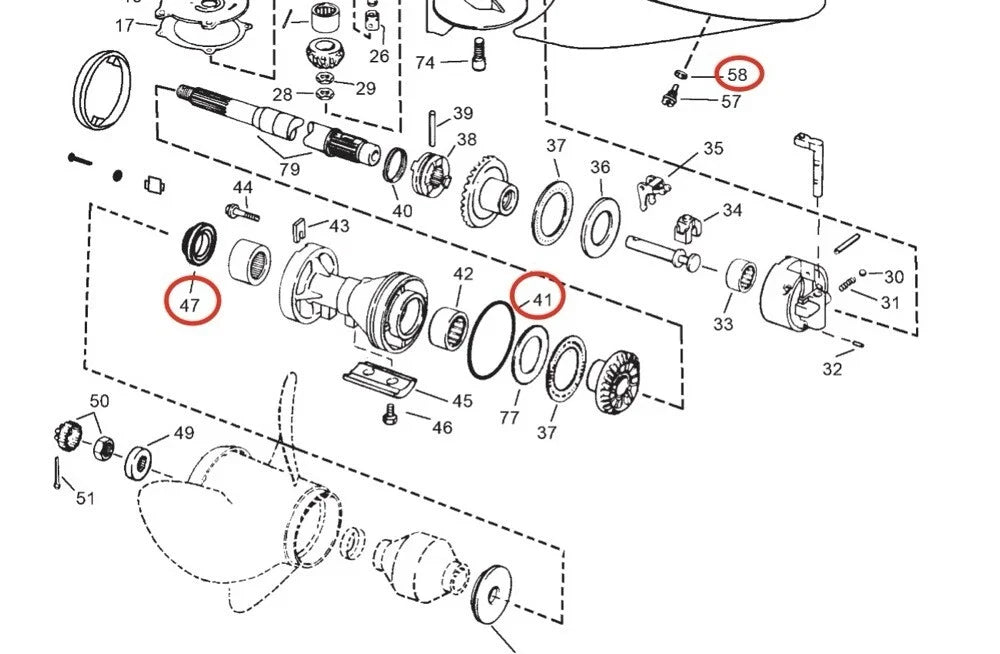 Lower Unit Seal Kit for Evinrude Johnson V6 90' 200-300 HP (341281, 911700)