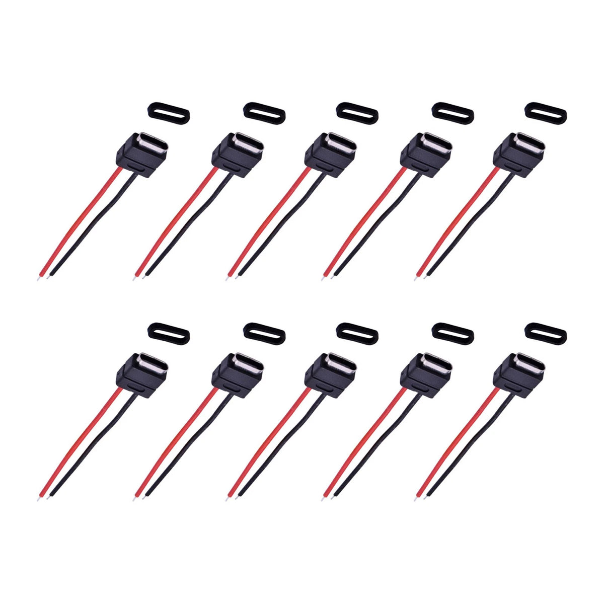 10PCS IP67 USB 2.0 Type-C Connector Welding Wire Waterproof Female Socket G
