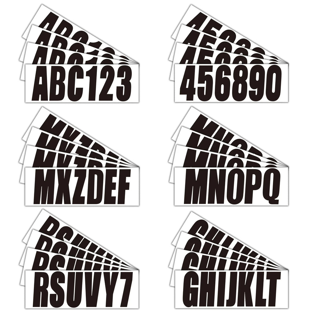 3" Black Alpha-Numeric Registration Identification Numbers Stickers Decals