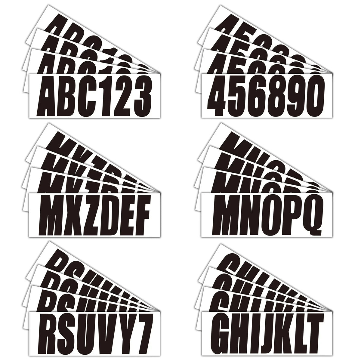3" Black Alpha-Numeric Registration Identification Numbers Stickers Decals