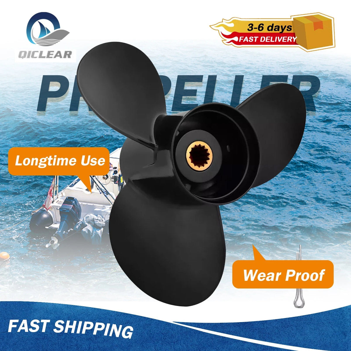 10 1/2 X 11 Aluminum Boat Propeller Fit Evinrude Engines 15-35HP,14 Tooth,RH