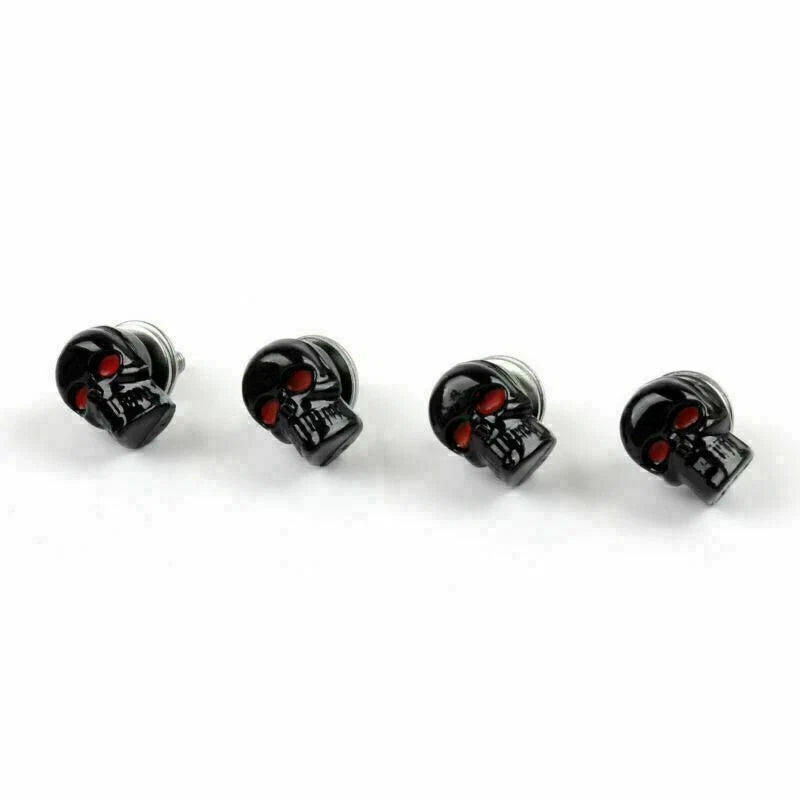 4X Black Skull License Plate Frame Screw Bolt T9 for Universal Motorcycle