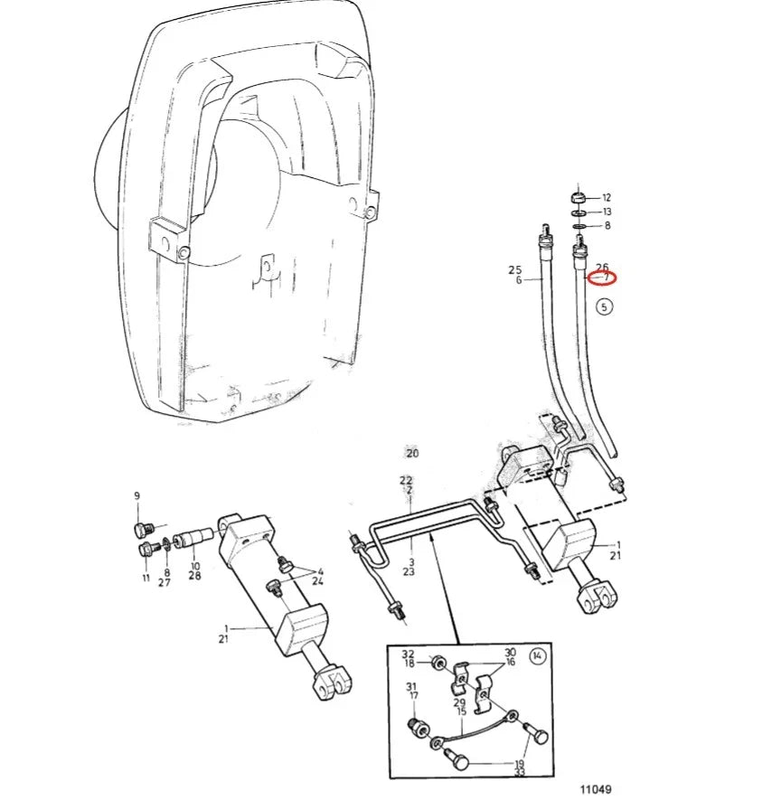 Hydraulic Hose for Volvo Penta AD41B (Replace)